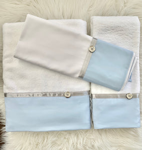 Pastel Blue and Silver Button Ladopano Set