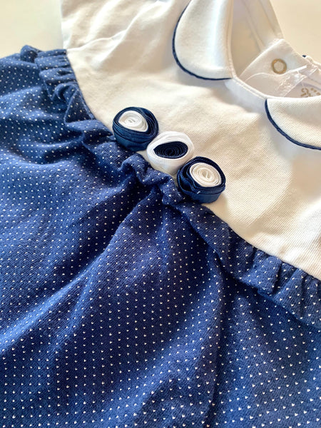 Navy and White Rosette Jumper