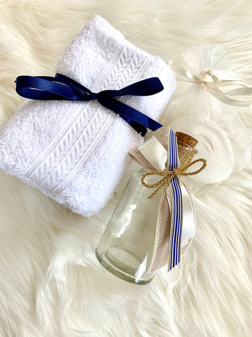 Gold and Navy Striped Oil Bottle Set