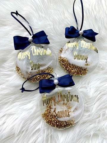 Navy and Gold Personalized Ornament