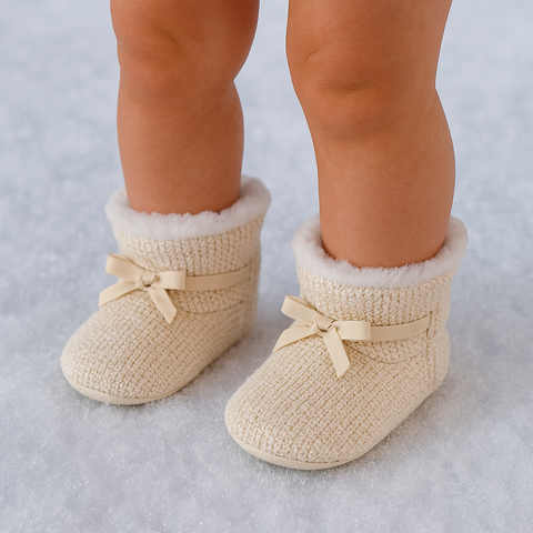 Beige Knit Booties