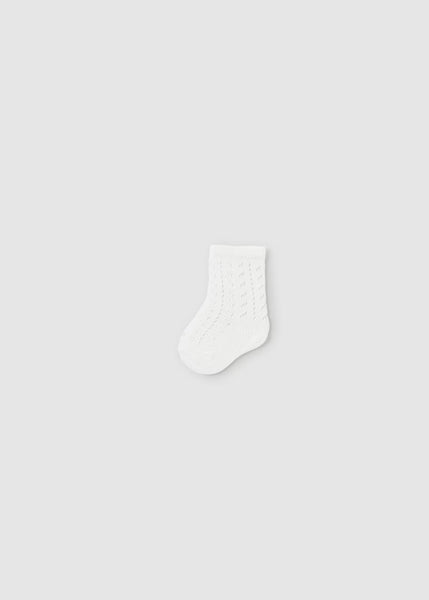 White Openwork Knit Socks