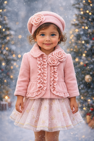 Blush Pink Ruffled Jacket Set