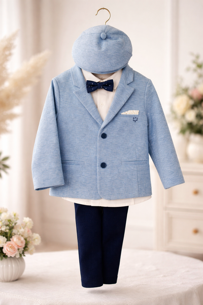 5 Piece Baby Blue and Navy Suit