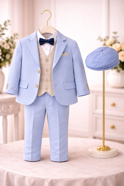 6 Piece Baby Blue Oxford Suit