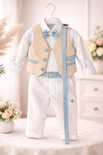 Greek Linen Vespa Baptismal Outfit