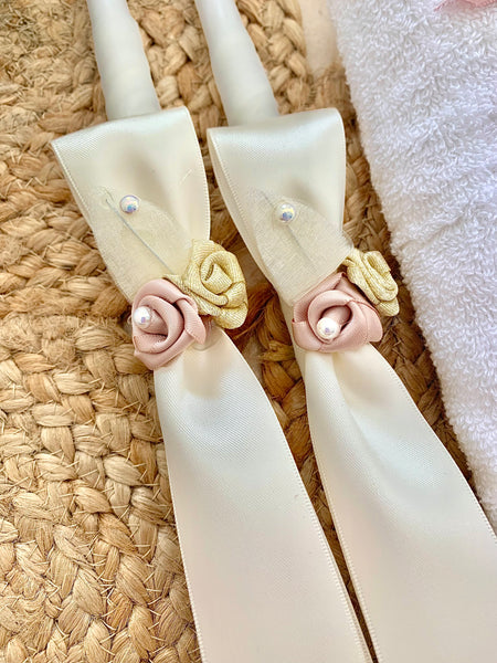 Ivory and Rose Gold Roestte 2 small candles