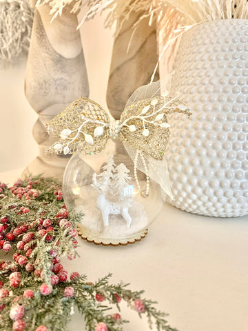 Gold and Pearl Personalized Christmas Globe Light Up Ornament