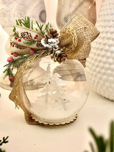 Burlap Pine Cone Personalized Christmas Globe Light Up Ornament