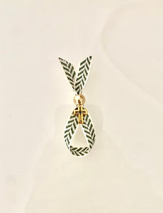 White and Olive Green Gold Cross Knit Martyiko/Witness Pin