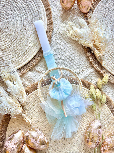 Aqua Blue Ballerina Easter Candle