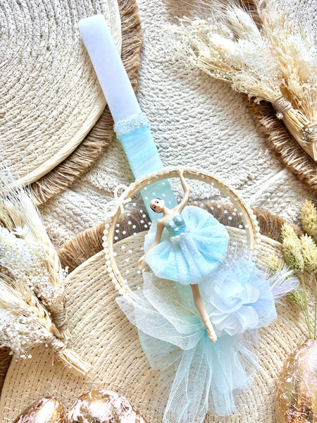 Aqua Blue Ballerina Easter Candle