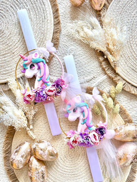 Floral Unicorn Easter Candle