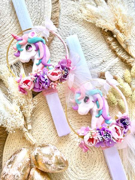 Floral Unicorn Easter Candle