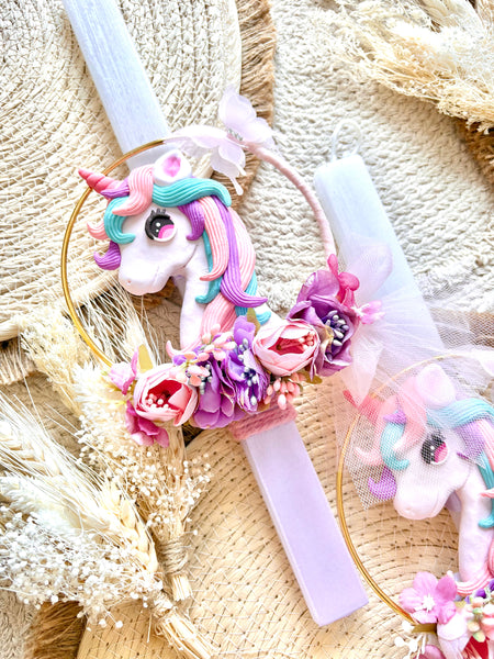 Floral Unicorn Easter Candle