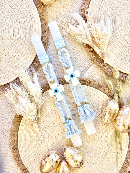Sky Blue Cross Mati Gouri Easter Candle