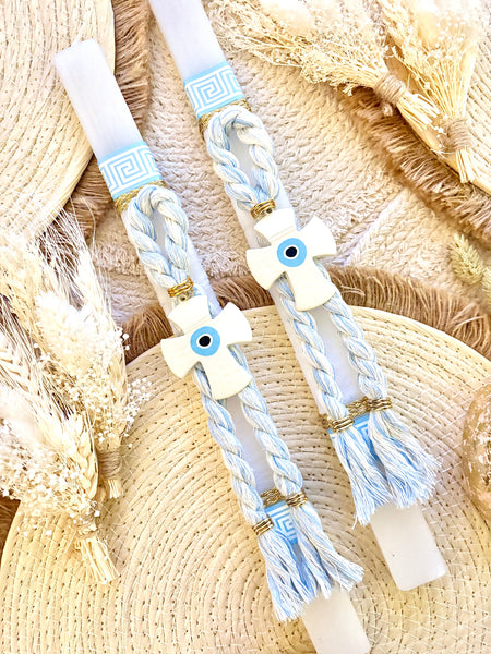 Sky Blue Cross Mati Gouri Easter Candle