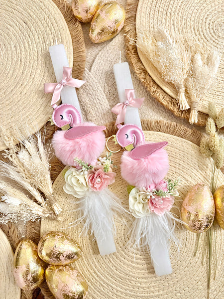 Floral Feathered Swan Easter Candle
