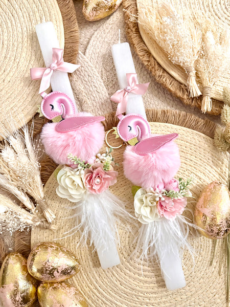 Floral Feathered Swan Easter Candle