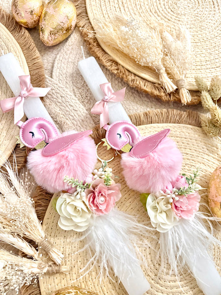 Floral Feathered Swan Easter Candle