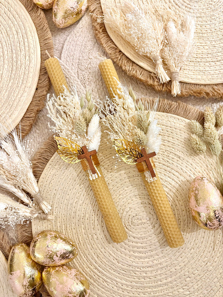 Bees Wax Boho Dried Flowers Easter Candle