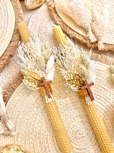 Bees Wax Boho Dried Flowers Easter Candle