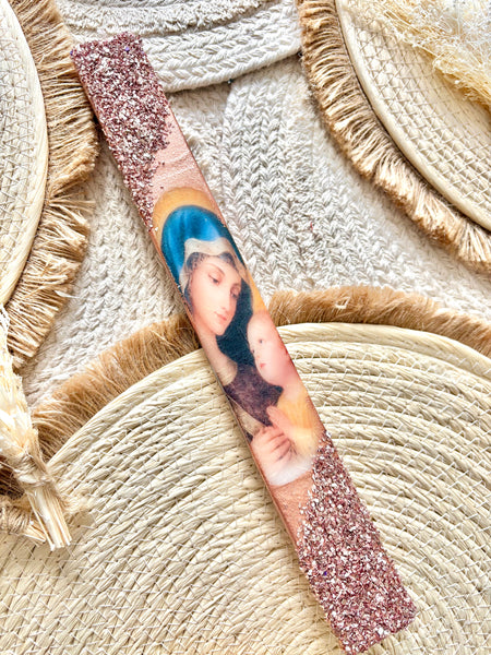 Rose Gold Virgin Mary Easter Candle