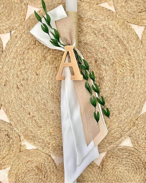 Ivory and Beige Linen Olive Vine Leaf 3ft Lambatha