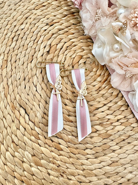 Rose Gold and Off-White Butterfly Witness Pins