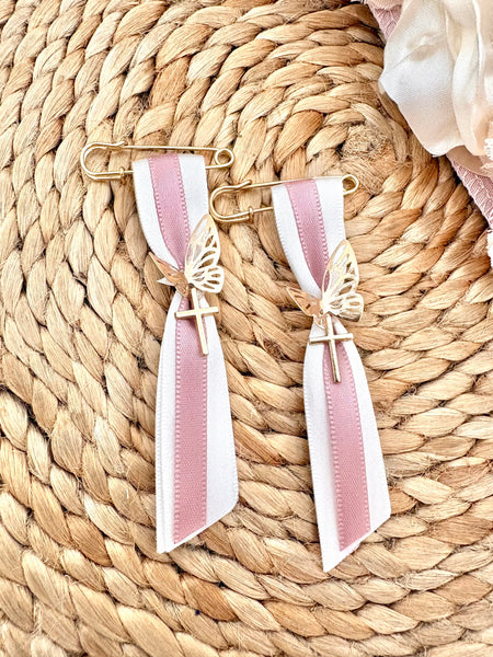 Rose Gold and Off-White Butterfly Witness Pins