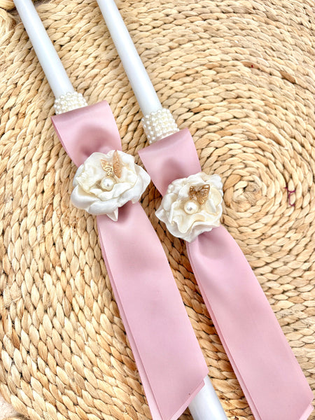 Rose Gold Blooming Wings 2 small candles