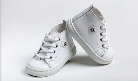 White Converse Sole High Top Leather Walking Shoe