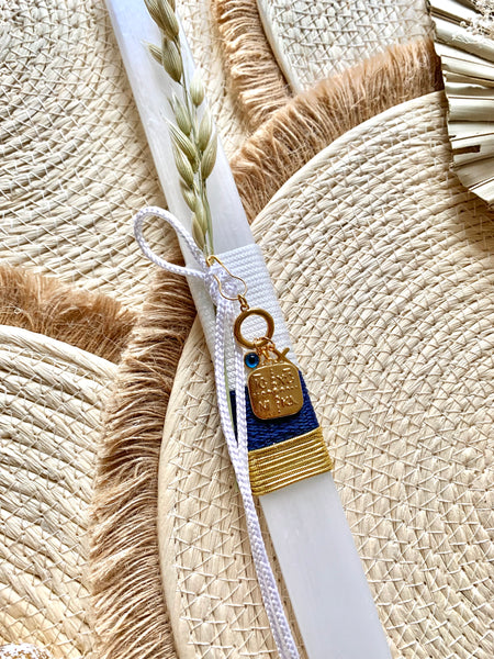 Navy and Gold Wheat Easter Candle