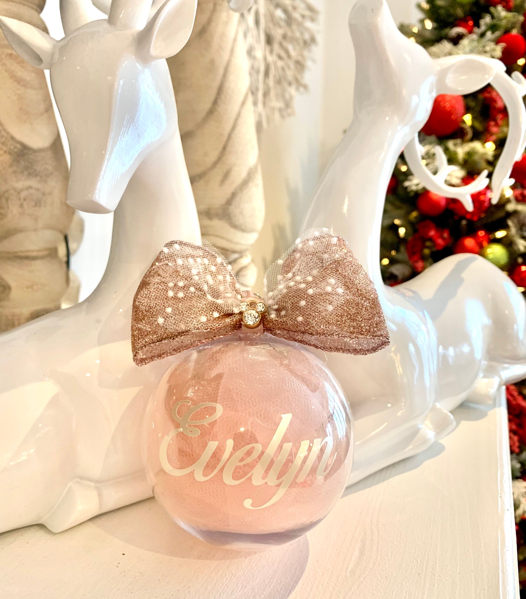 Rose Gold Tulle Personalized Christmas Ornament