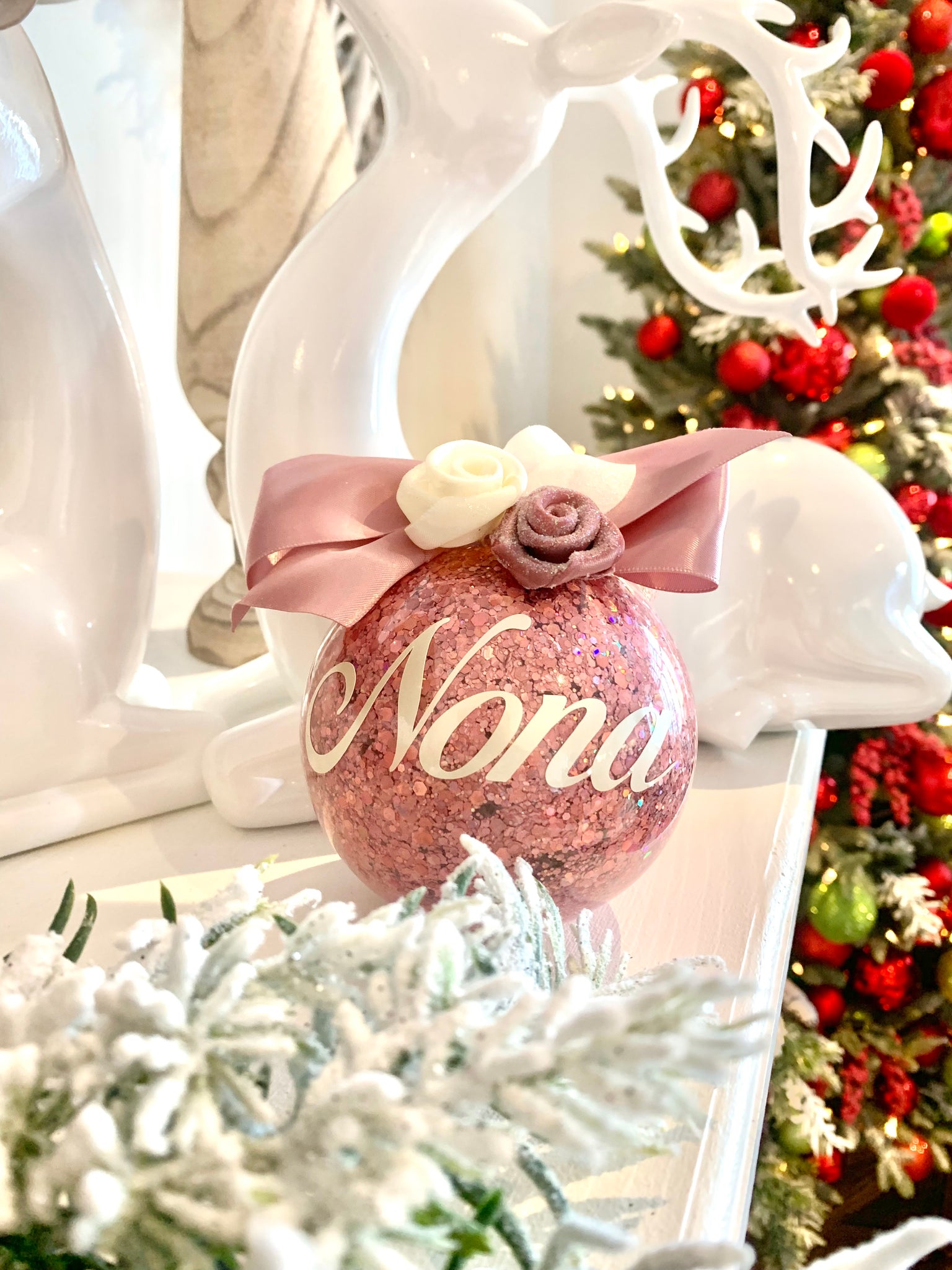 Rose Gold Sparkle Nona Christmas Ornament