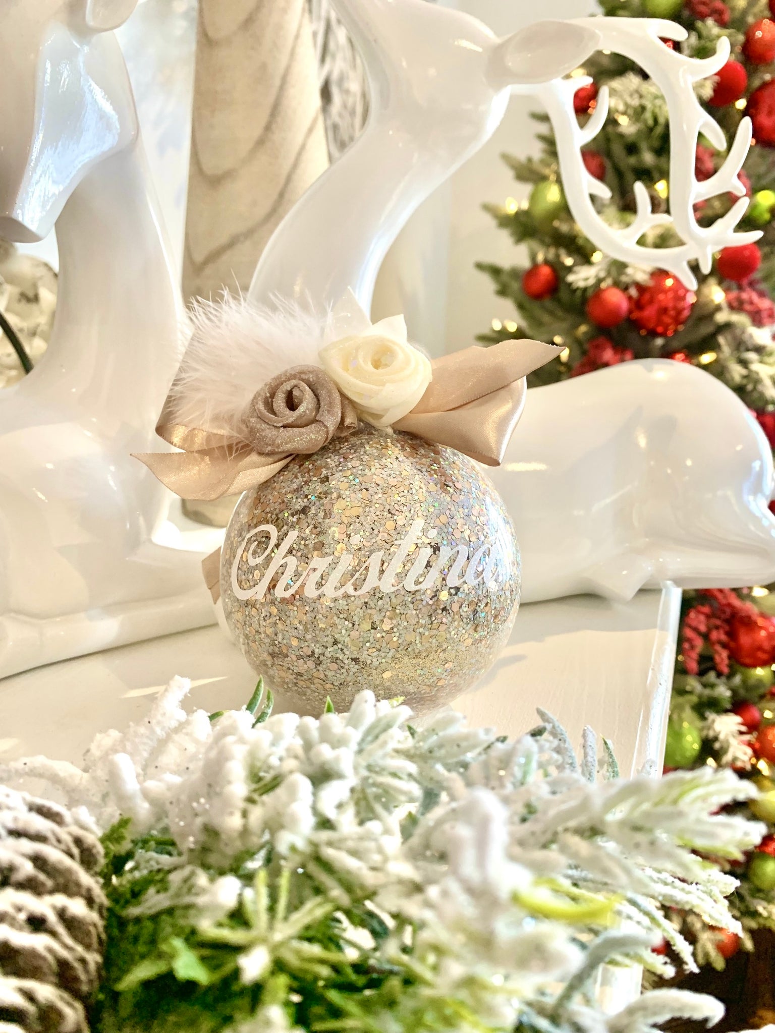 Champagne Sparkle Personalized Christmas Ornament