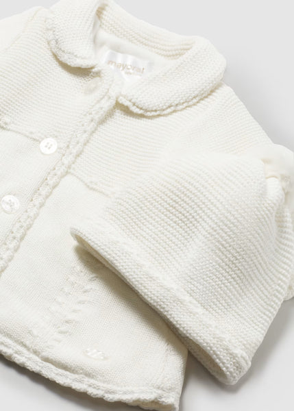 Off White Knit Coat and Hat