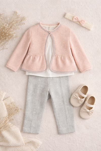 3 Piece Pink and Silver Ensemble