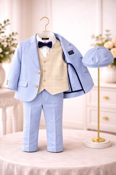 6 Piece Baby Blue Oxford Suit