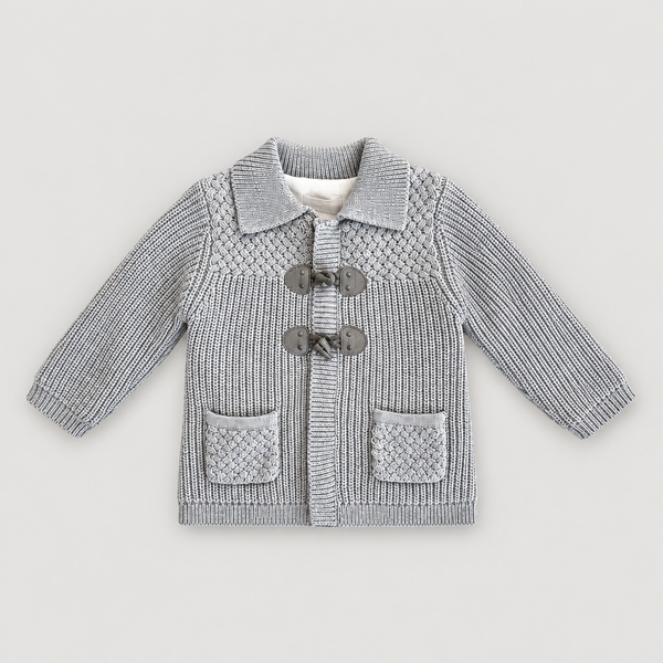 Grey Knit Cardigan studio photo
