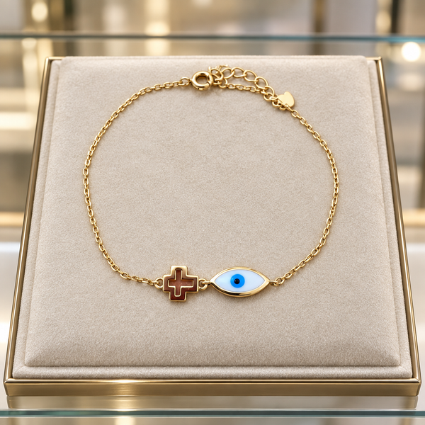 Gold Mati and Cross Bracelet showcase photo