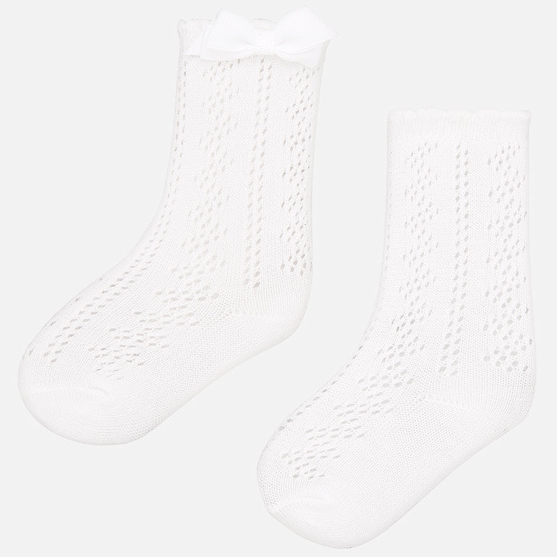 Mayoral White Knitted long sock