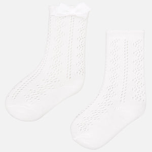 Mayoral White Knitted long sock