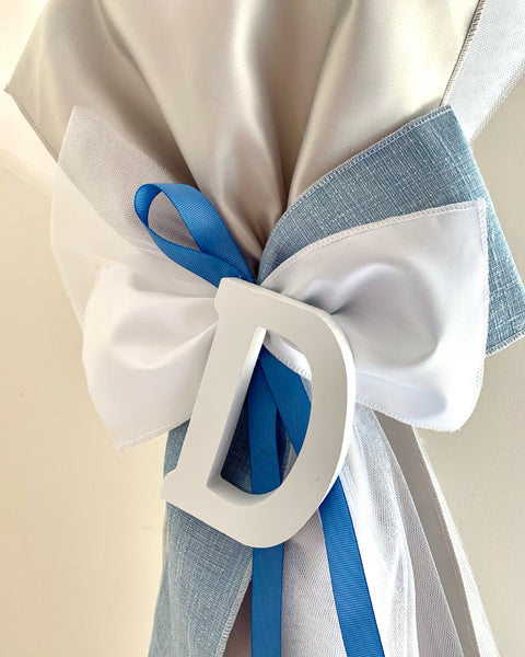 Blue and Silver Upright Bow Personalized Lambatha - 3ft