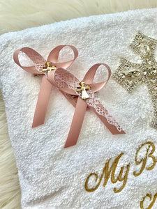 Rose Gold Lace and Gold/Champagne Cross Martyiko/Witness pin