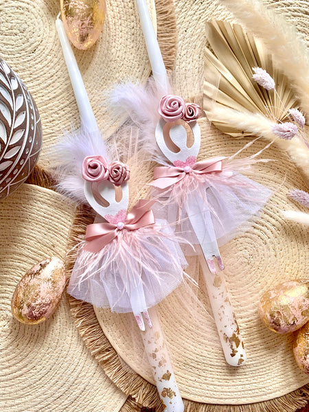 Rose Gold Feathered Ballerina Easter Candle