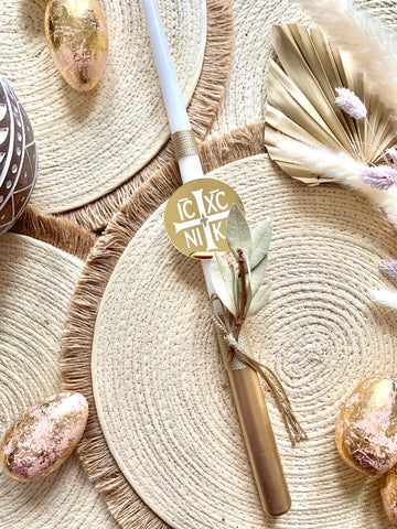 IC XC NI KA Gold Acrylic Easter Candle 2ft