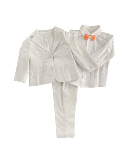 Grey and Orange Linen Baptismal Suit