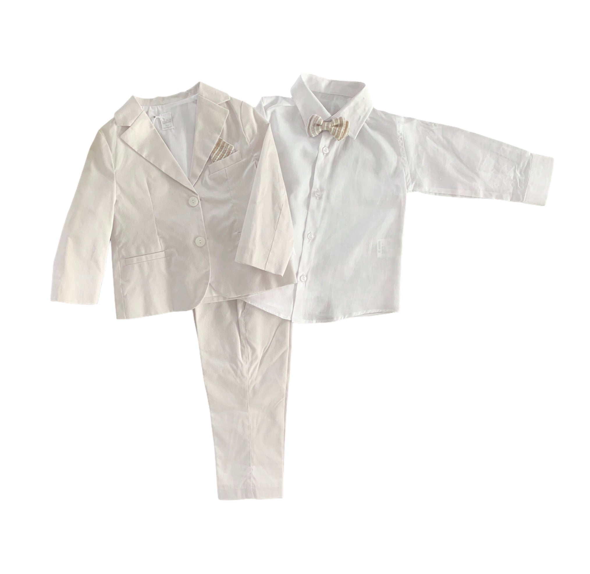 Beige Cotton Baptismal Suit
