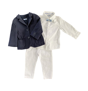 4 Piece Navy and White Baptismal Suit